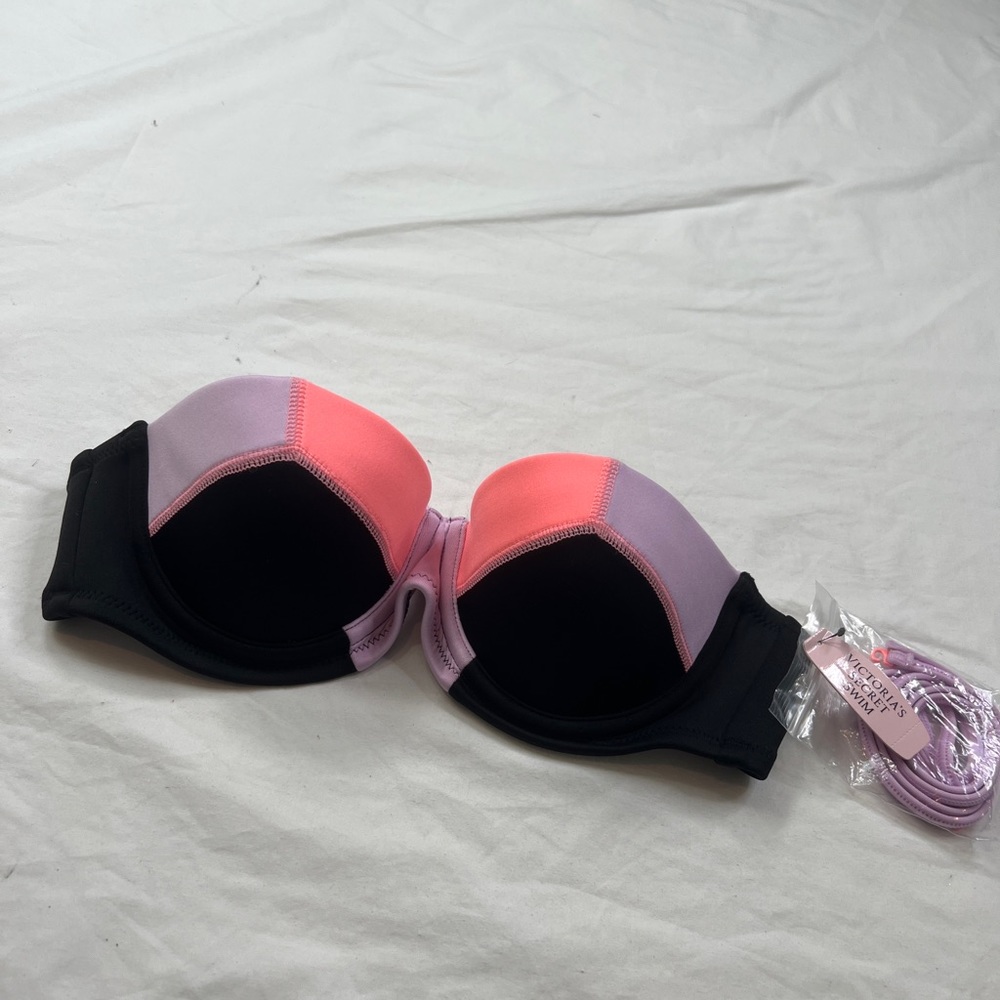 Victoria's Secret Multicolor The Flirt Bandeau Underwire Swim Bikini Top Sz 34B